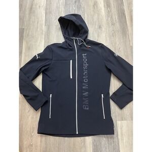 Puma BMW Motorsport Softshell Hooded Zip Up Black Racing Jacket Size M